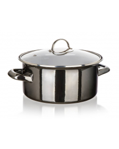 BANQUET  Hrnec smaltovaný METALLIC Black 22 cm, 3,75 l, s poklicí