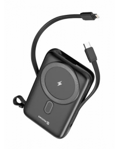 Външна батерия SWISSTEN 20000 mAh PD 22.5W с вградени USB-C И Lightning кабели (съвместима с MagSafe)