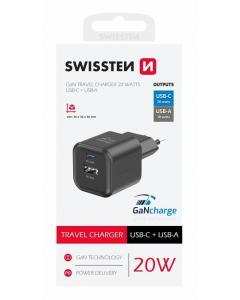 ÎNCĂRCĂTOR SWISSTEN GAN NEGRU; 22071110