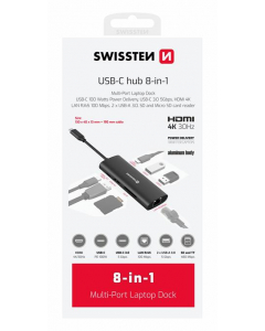 USB-C хъб 8 в 1 SWISSTEN, алуминиев