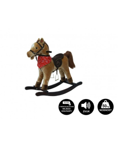 TEDDIES Kůň houpací hnědý plyš na baterie 71cm se zvukem a pohybem nosnost 50kg v krabici 62x56x19cm