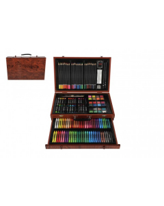 Творчески комплект за рисуване TEDDIES, 143 части, в дървена кутия