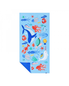 Бързосъхнеща спортна кърпа Spokey KIDDY, 80 x 160 см, морски свят