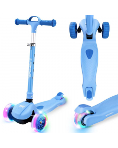 Spokey HOPI Skládací dětská tříkolka se svítícími kolečky, modrá