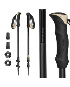 Spokey TRAIL Trekingové hole, 3dílné, černo-béžové