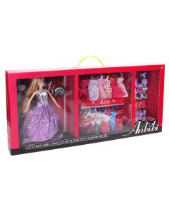 Кукла с гардероб, 12 рокли и аксесоари WIKY