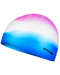Cască de înot din silicon, roz-alb-albastru; K85370
