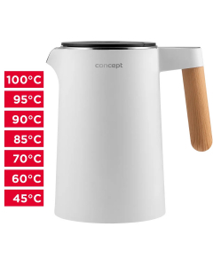 Rýchlovarná kanvica s reguláciou teploty - CONCEPT, biela